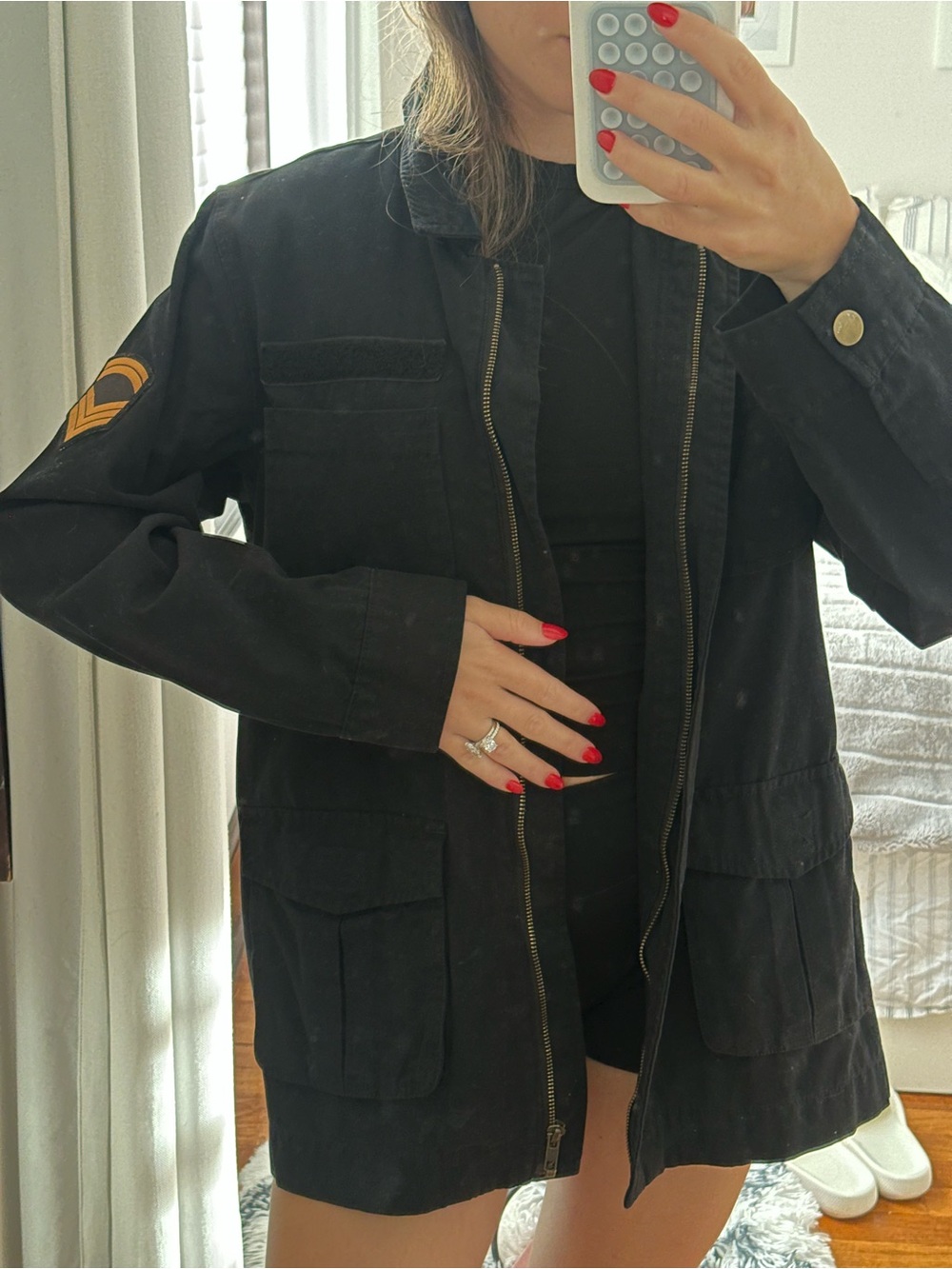 Abound Black Utility Jacket with Patch Detail